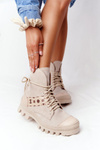 Zamszowe Botki Workery Lewski Shoes 2942-0 Jasny Beż