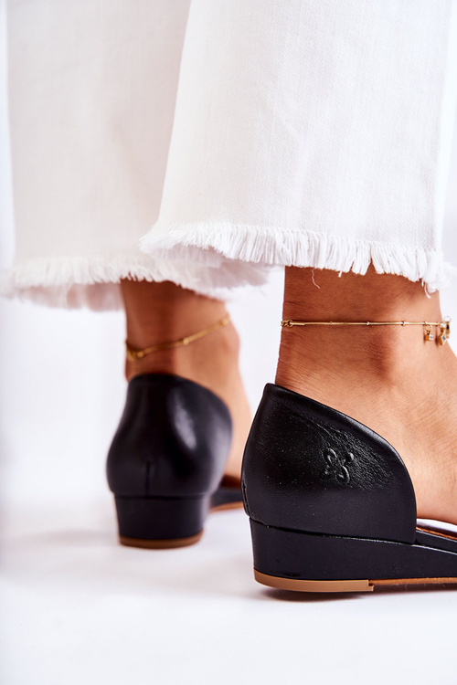 Skórzane Sandały Maciejka 1971-63 Czarne