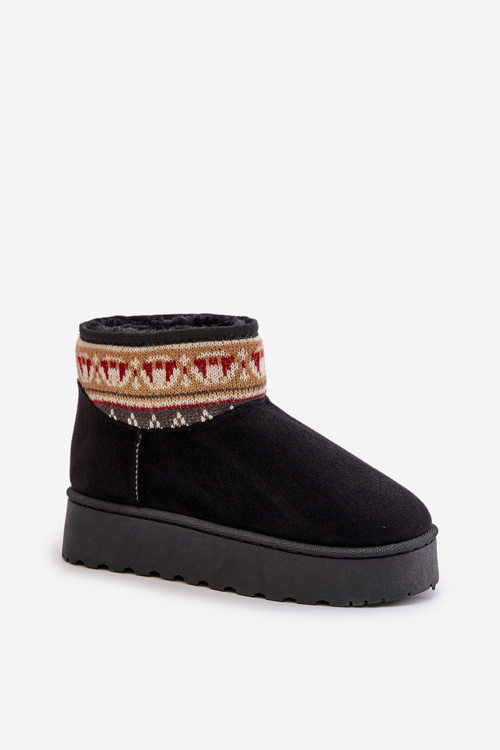 Śniegowce Damskie Ze Wzorem Na Platformie Czarne Avatharia