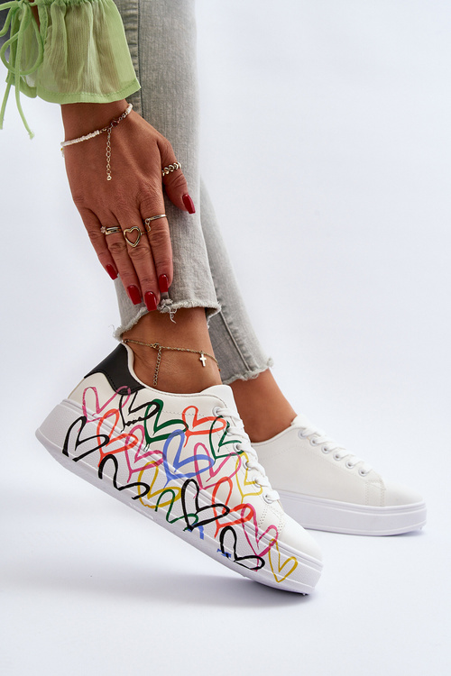 Damskie Sneakersy Z Sercami Białe Claral