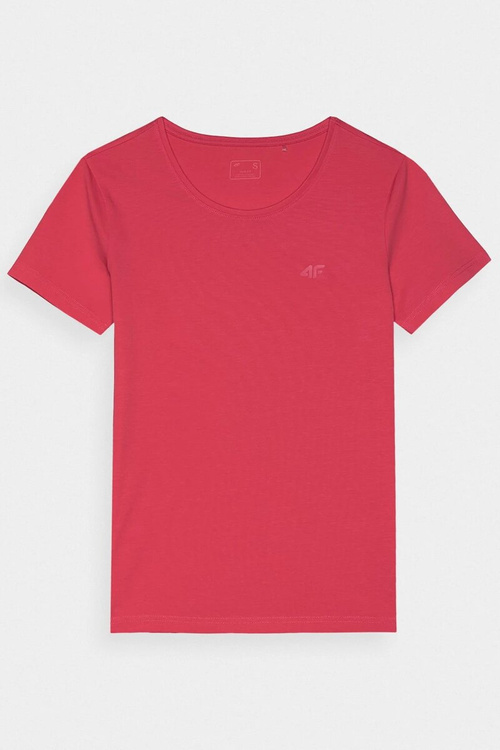 Damski Gładki T-Shirt Z Logo Różowy 4F 4FWMM00TTSHF1845-62S