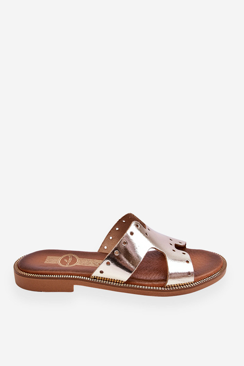 Zazoo 40326 Damskie Klapki Z Ozdobnymi Wycięciami Złote