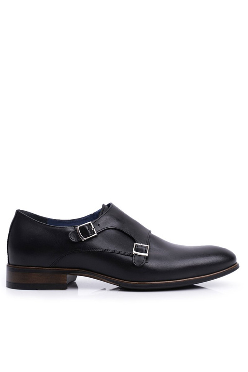 Półbuty Męskie Skórzane Monk Nikopol Czarne 1720