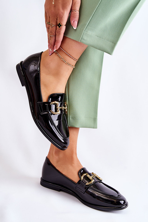 Damskie Lakierowane Mokasyny Czarne Coriso