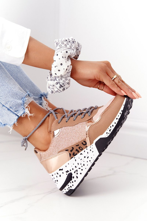 Damskie Sneakersy Na Koturnie Różowe Złoto Avery