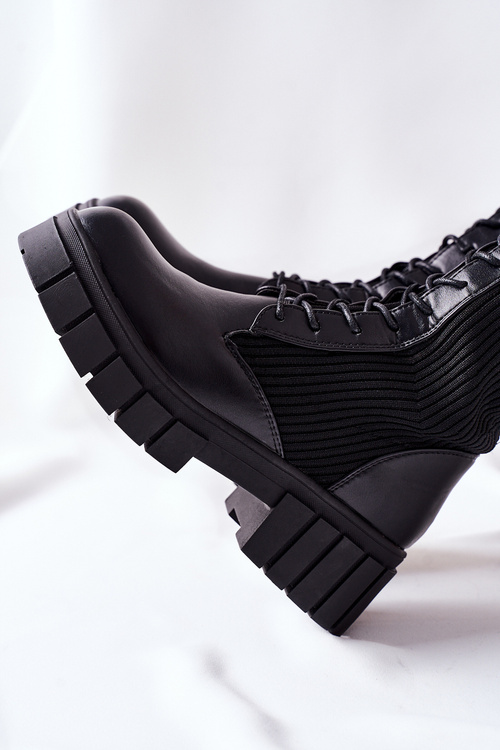 Wysokie Kozaki ze Skarpetą Czarne Monteri