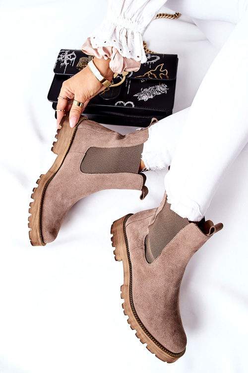 Skórzane Botki Sztyblety Nicole Brązowe Brace