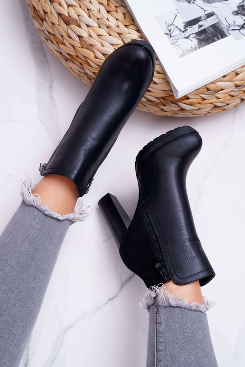 Botki Damskie Na Słupku Czarne Malma