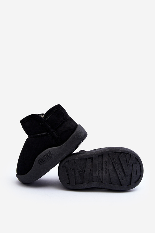 Śniegowce Dziecięce Ocieplane Futerkiem Czarne Benigna