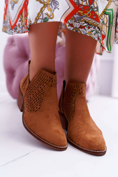 Botki Damskie Wiosenne Kowbojki Camel Matty