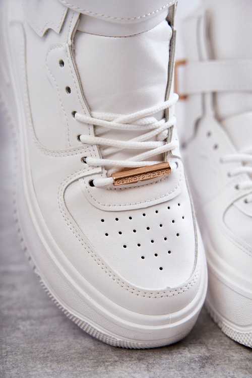 Damskie Ocieplane Wysokie Buty Sportowe Białe Lexa