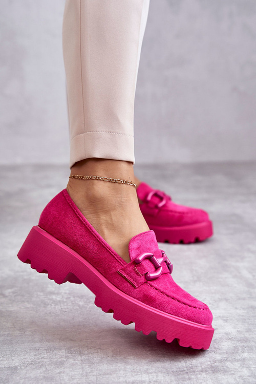 Damskie Zamszowe Półbuty Na Platformie Różowe Gunn