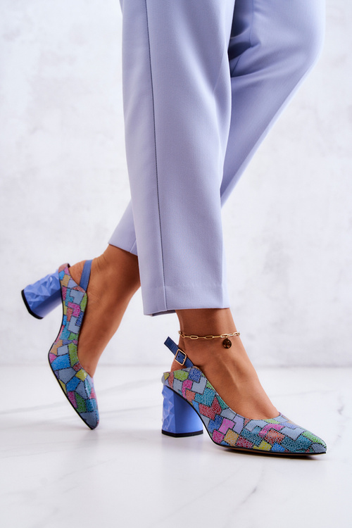 Skórzane Czółenka Na Słupku Maciejka 05427-06 Multikolor