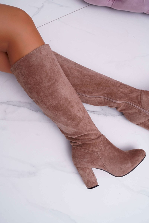 Kozaki Damskie Na Słupku Do Kolana Khaki Mercure