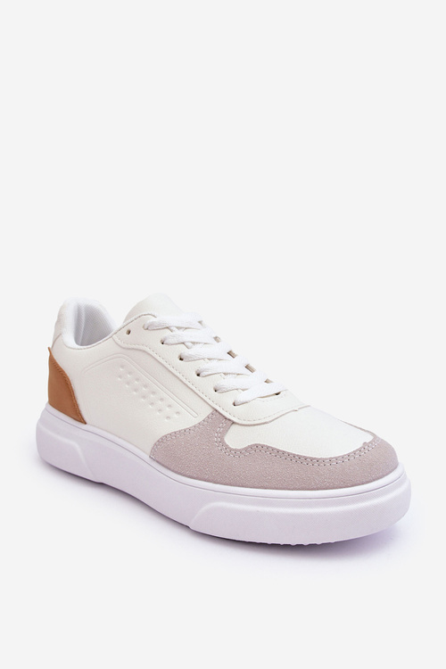 Męskie Buty Sportowe Sznurowane Białe Castiel