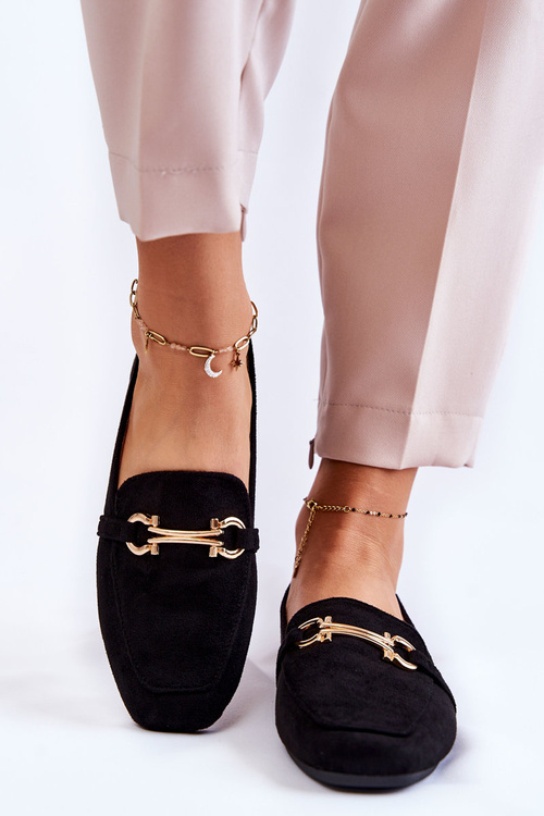 Zamszowe Klasyczne Mokasyny Czarne Roddie