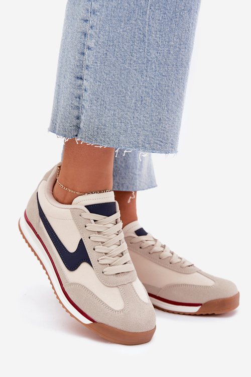 Buty Sportowe Sneakersy Damskie Beżowe Zerina