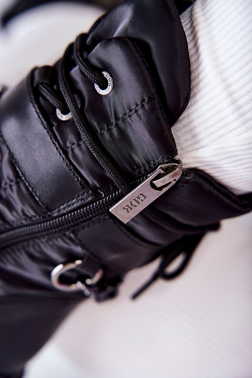 Damskie Botki Śniegowce Z Łańcuchem GOE KK2N4018 Czarne