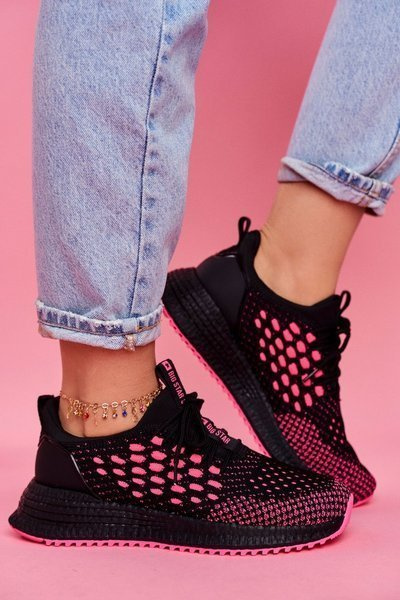 Damskie Sportowe Obuwie Sneakersy Big Star Czarne Fuksja FF274964