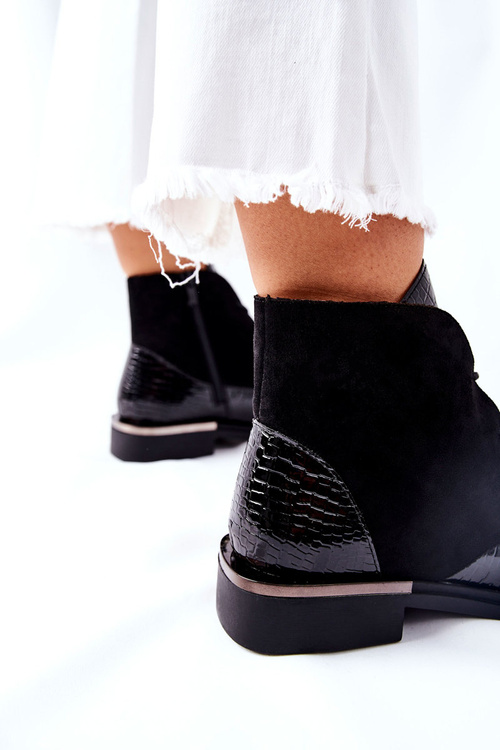 Zamszowe Botki Ocieplane Sergio Leone BT401 Czarne