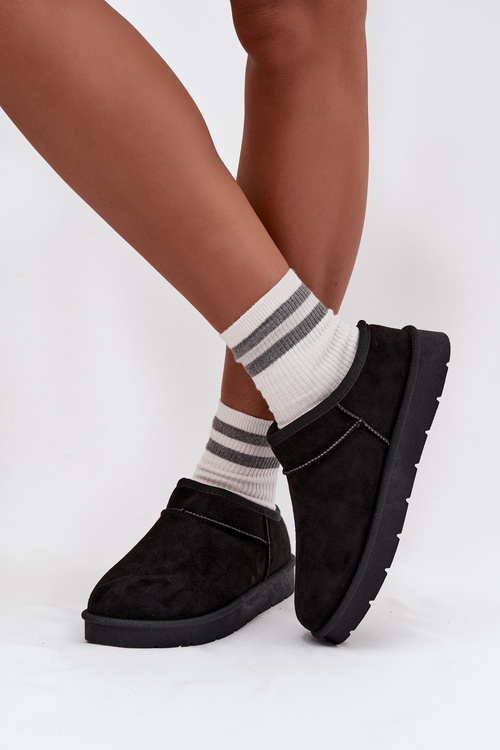 Śniegowce Damskie Ocieplane Futerkiem Czarne Serenne