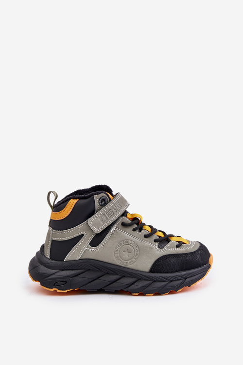 Buty Trekkingowe Trapery Dziecięce Ocieplane Na Rzep Khaki Big Star OO374181