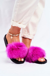 Damskie Klapki z Futerkiem Fuksja Belmondo
