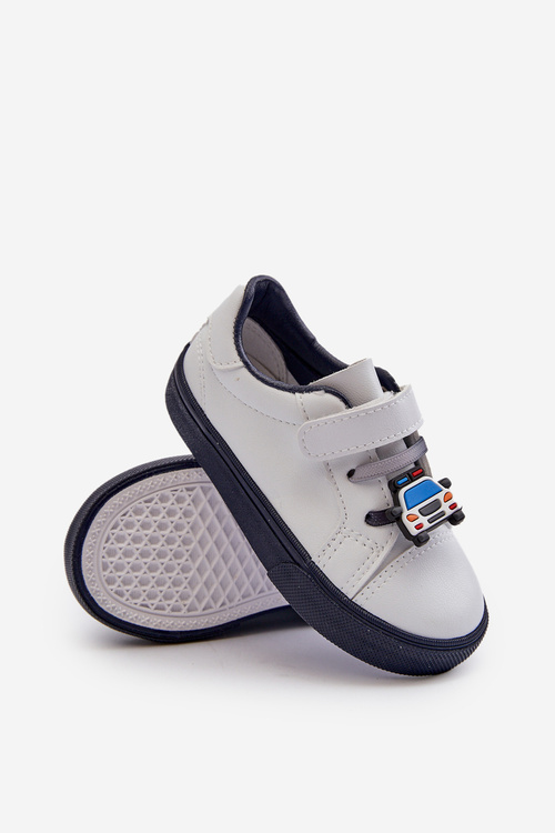 Dziecięce Sneakersy Trampki Z Przypinką Biało-Granatowe Pennyn