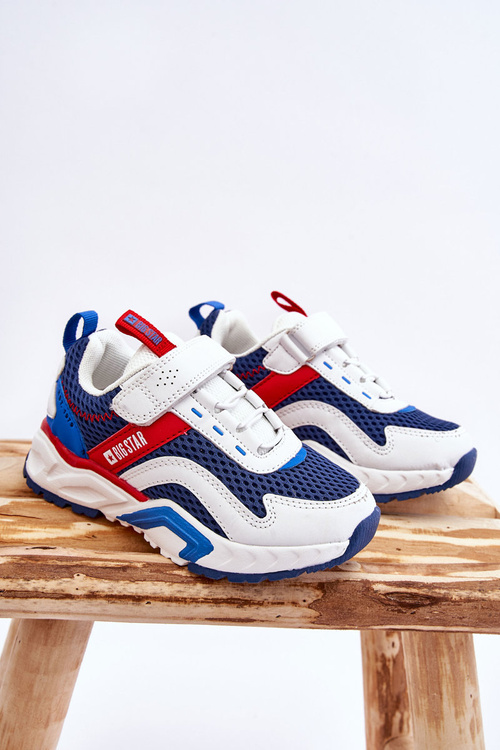 Dziecięce Sportowe Buty Na Rzep Big Star JJ374259 Biało-Granatowe