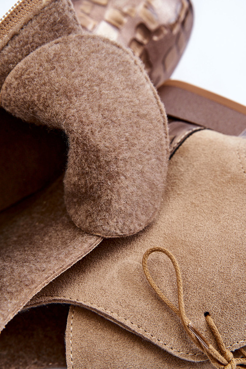 Skórzane Botki Na Płaskim Obcasie Maciejka 2878J-04 Beżowe