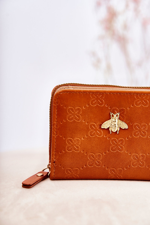 Damski Mały Portfel Z Ozdobą Jasnobrązowy Sanchos