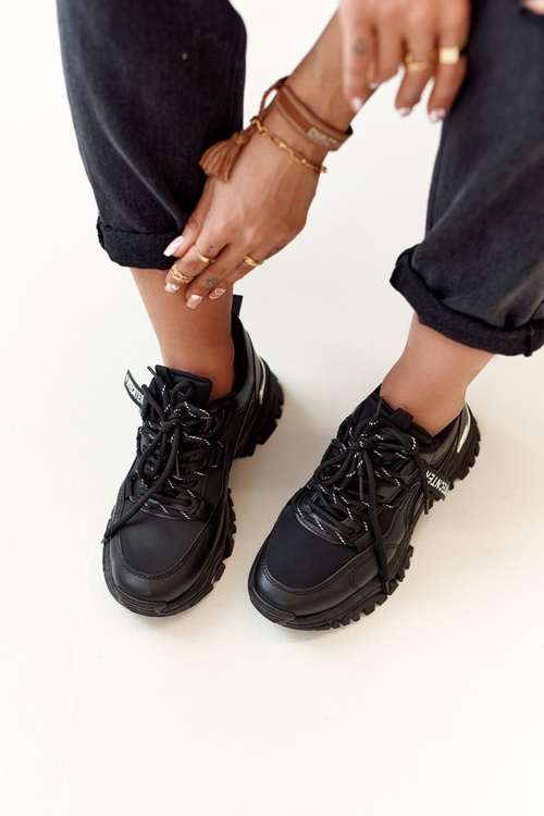 Damskie Sneakersy Na Masywnej Podeszwie Czarne Chunky