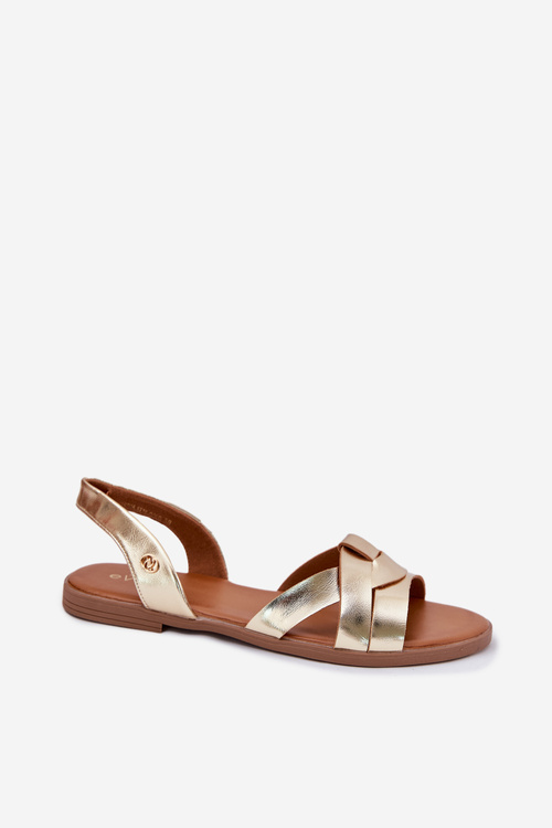 Płaskie Sandały Damskie Z Eko Skóry Złote Illoria