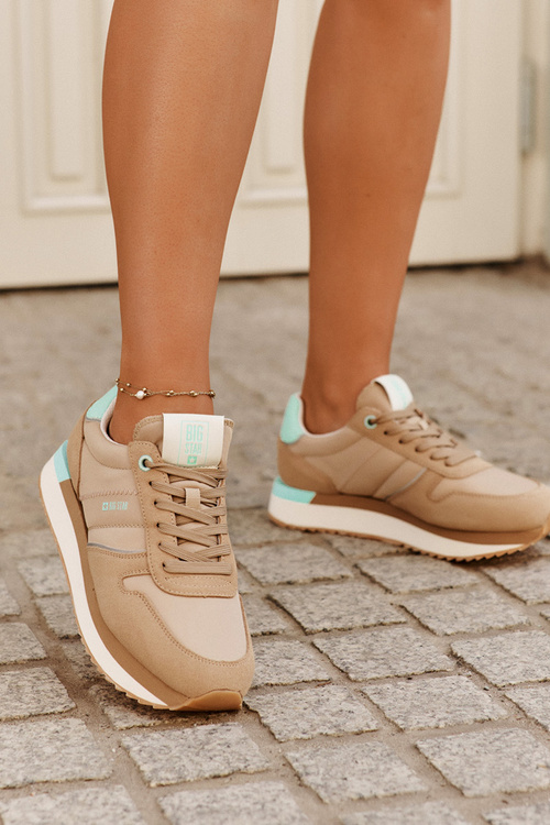 Zamszowe Sneakersy Damskie Big Star RR274A048 HI-POLY SYSTEM Ciemnobeżowe