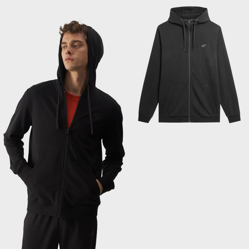 Męska Bluza Dresowa Na Zamek Z Kapturem 4FWMM00TSWSM1466-20S Czarna