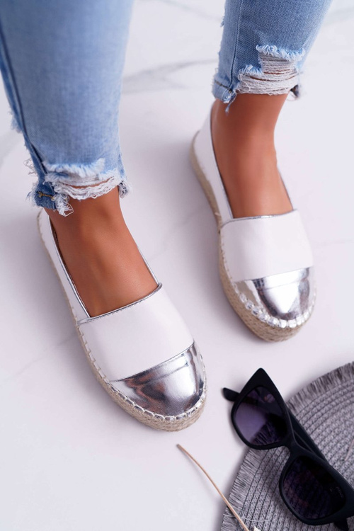 Espadryle Damskie Białe Platforma Ringer