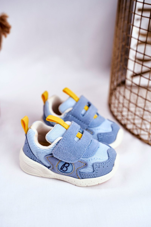 Sportowe Buty Dziecięce na Rzep Zamszowe Niebieskie Malbred