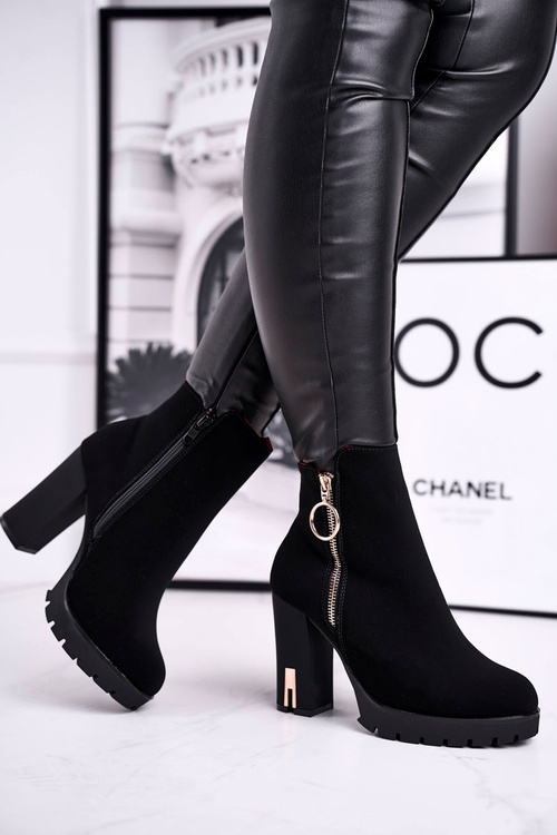 Botki Damskie Na Słupku Czarne Yris