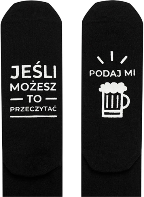 Skarpety Stopki Męskie Z Napisami Podaj Mi Piwo Czarne 