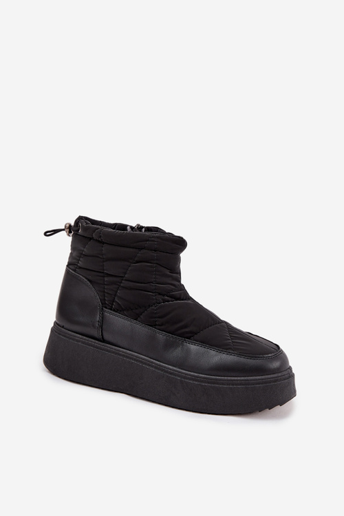Śniegowce Damskie Na Platformie Ocieplane Futerkiem Czarne Tahlira