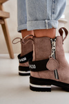 Ocieplane Botki Damskie Z Suwakiem Ciemnobeżowe Calvaro