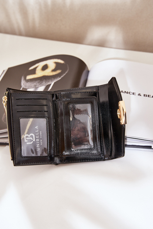 Lakierowany Portfel Damski Czarny Rahner