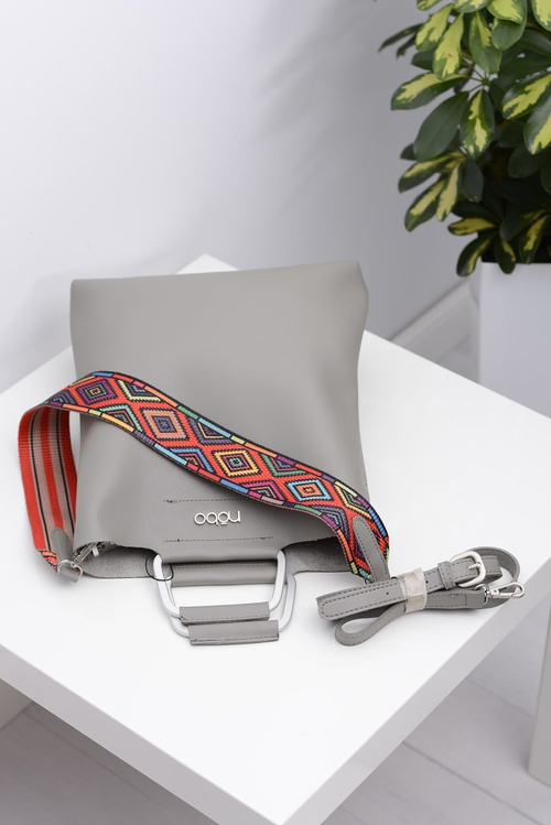 Damska Duża Szara Torba Worek Nobo z Mini Torebką