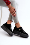 Niskie Sneakersy Damskie Na Platformie Czarne Telirra