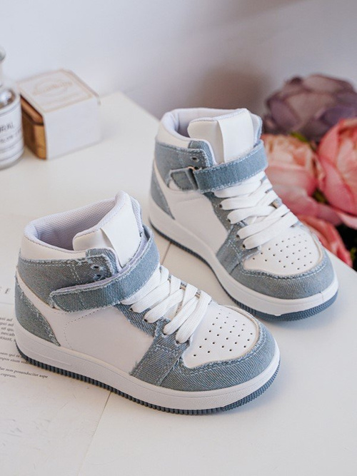 Dziecięce Buty Sportowe Jeansowe Biało-Niebieskie Milara