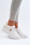 Damskie Skórzane Sneakersy Na Koturnie Białe D&A LR810