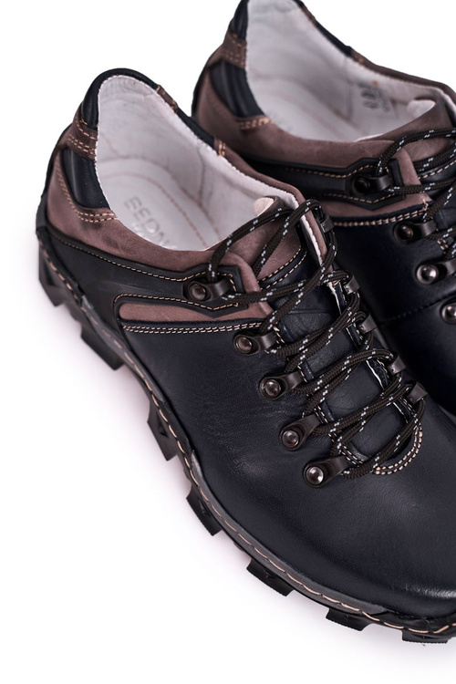 Męskie Skórzane Półbuty Trekkingowe BEDNAREK Granatowe