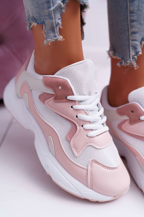 Sportowe Damskie Buty Różowo Białe Szantal