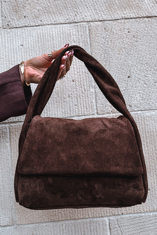 Skórzana Zamszowa Torebka Czekoladowa Monelle
