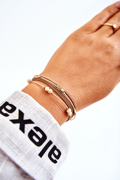 Damska Bransoletka Regulowana Z Kryształkami Beżowa